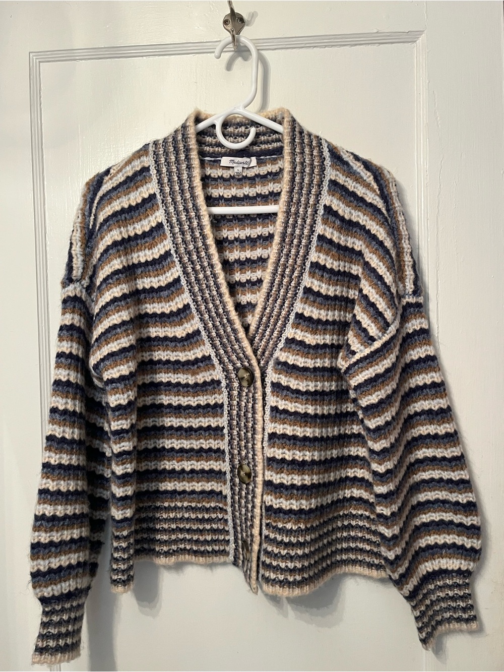 Title: Madewell Waller Crop Cardigan Stripe Sweater